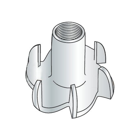 Newport Fasteners T-Nut, 6 Prongs, 1/4"-20, Steel, Zinc Plated, 9/16 in Barrel Ht, 2000 PK 881686